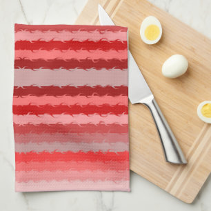 Modern striped design in various shades of red kitchen towel