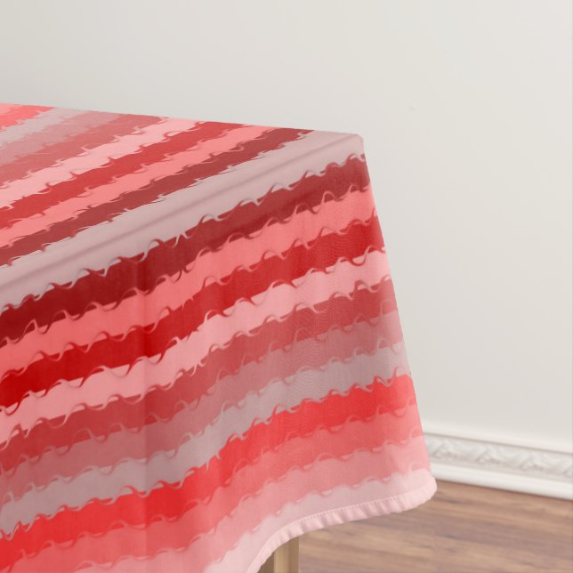 Modern striped design in various shades of red tablecloth (In Situ)