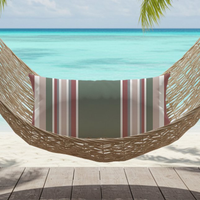 Modern Striped Dusty Rose Sage Green Gray Lumbar Pillow (Creator Uploaded)