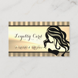 Modern ,Striped,Girl Silhouette Loyalty Card