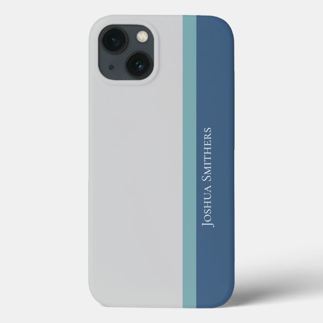 Modern Striped Gray, Teal, & Blue Case-Mate iPhone Case (Back)