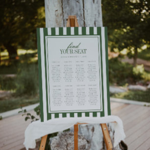 Modern Striped Green 8-Table Wedding Seating Chart Foam Board