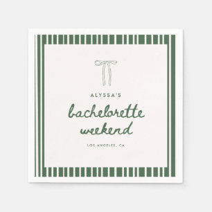 Modern Striped Green Coquette Bachelorette Weekend Napkins