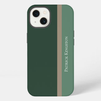 Modern Striped Green & Khaki Brown Color Block iPhone 13 Case