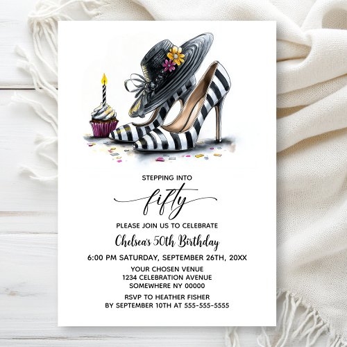 Modern Striped High Heel Shoes 50th Birthday