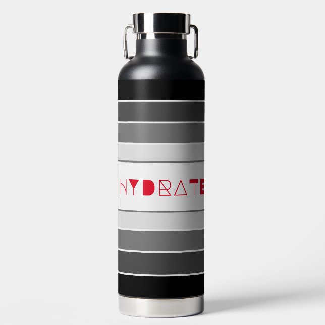 Modern Striped HYDRATE Water Bottle (Front)