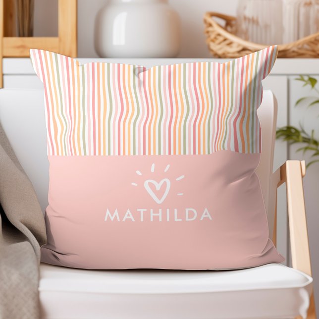 Modern striped kids room throw pillow (striped throw pillow with name)