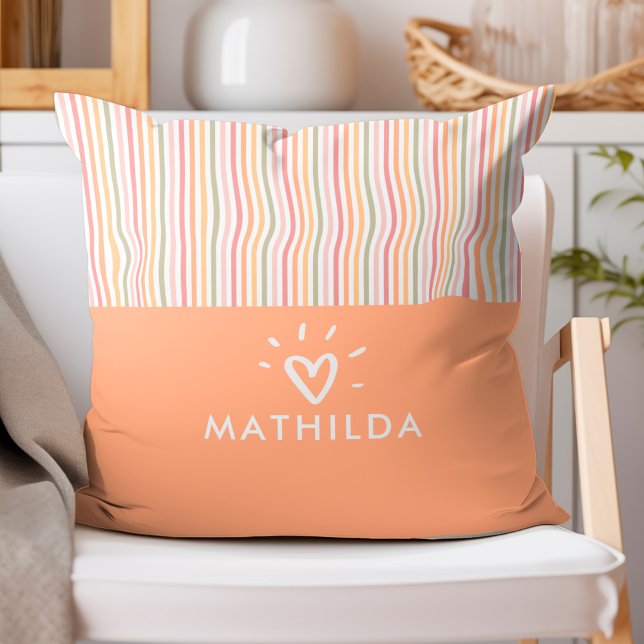 Modern striped kids room throw pillow (striped throw pillow with name)