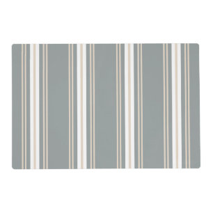 Modern Striped, Minimalist blue and cream stripes Placemat