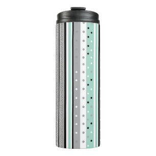 Modern Striped Mint Green and Gray Thermal Tumbler