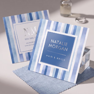 Modern Striped Monogram Design Foil Spot Gloss Business Cards