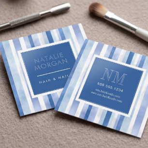 Modern Striped Monogram Design Raised Spot UV Business Card