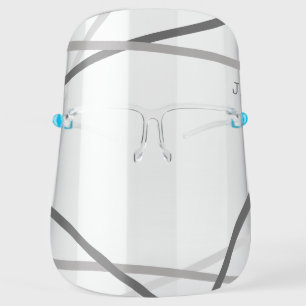 Modern Striped Monogram Gray Face Shield