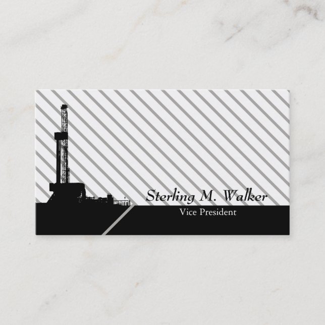 Modern Striped Oilfield Design Business Card (Front)