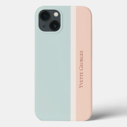 Modern Striped Pastels Blue  Peach Color Block iPhone 13 Case