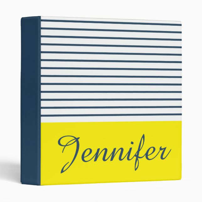 Modern striped pattern 3 ring binder (Front/Spine)