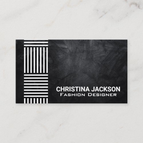 Modern Striped Pattern  Black Texture Wall Business Card
