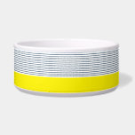 Modern striped pattern bowl<br><div class="desc">Modern white,  blue and yellow striped pattern decoration</div>