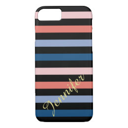 Modern Striped Pattern Custom Name iPhone 8/7 Case