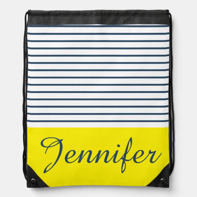 Modern striped pattern drawstring bag (Front)