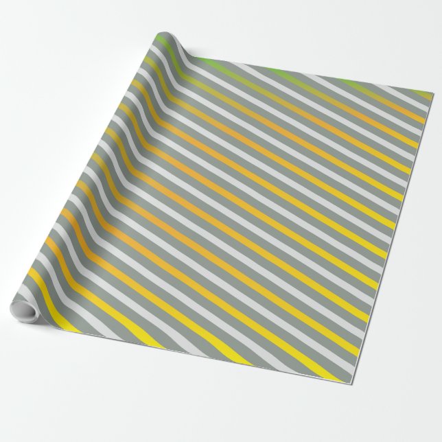 Modern striped Pattern grey green orange beautiful Wrapping Paper (Unrolled)