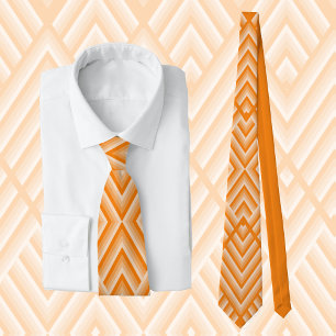 Modern striped pattern in shades of orange neck tie