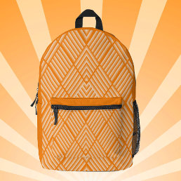 Modern striped pattern in shades of orange printed backpack