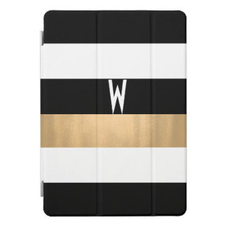 Modern Striped Pattern Monogrammed iPad Pro Cover