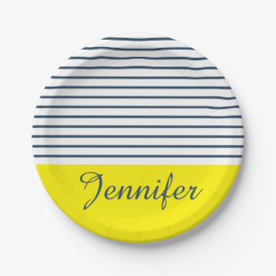 Modern striped pattern paper plates