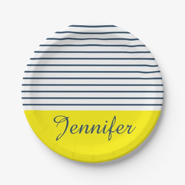 Modern striped pattern paper plates (Front)