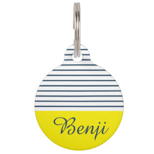 Modern striped pattern pet name tag