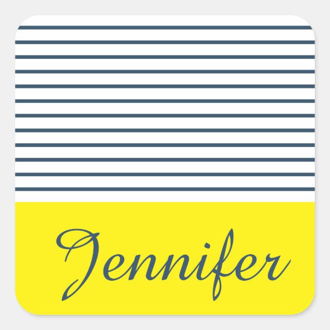 Modern striped pattern square sticker (Front)
