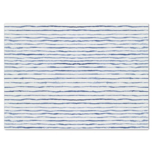  Modern Striped Pattern Watercolor Blue and White  Tissue Paper