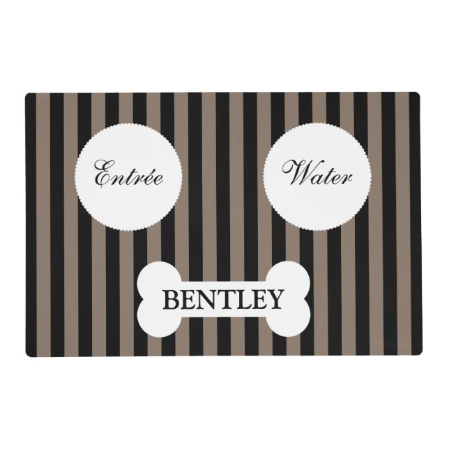 Modern Striped Personalized Pet Placemat (Front)