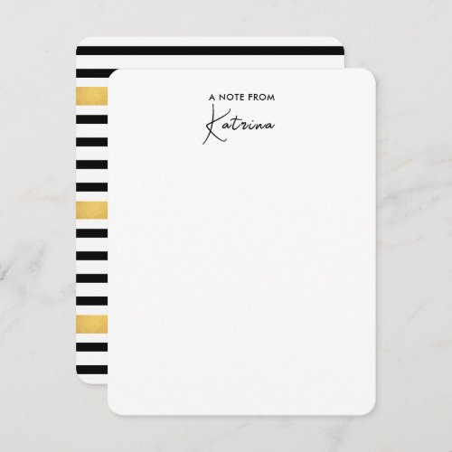 Modern Striped Personalized Stationery Name Note Card