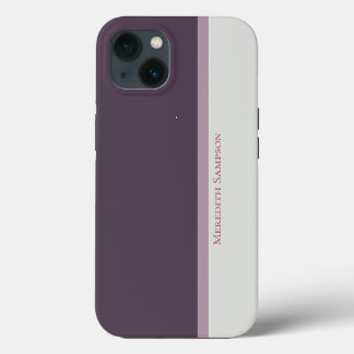 Modern Striped Purple & Gray Color Block iPhone 13 Case