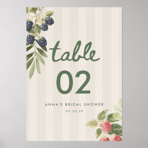 Modern Striped Script Bridal Shower Table Number Holder