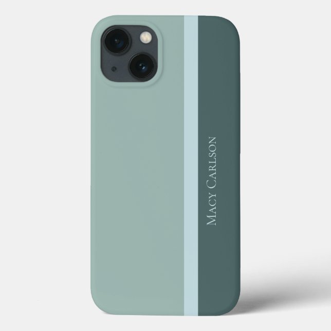 Modern Striped Teal Green & Baby Blue Case-Mate iPhone Case (Back)
