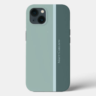 Modern Striped Teal Green & Baby Blue iPhone 13 Case
