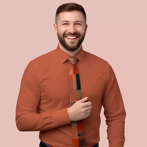 Modern Striped Tie with Brown and Orange Accents