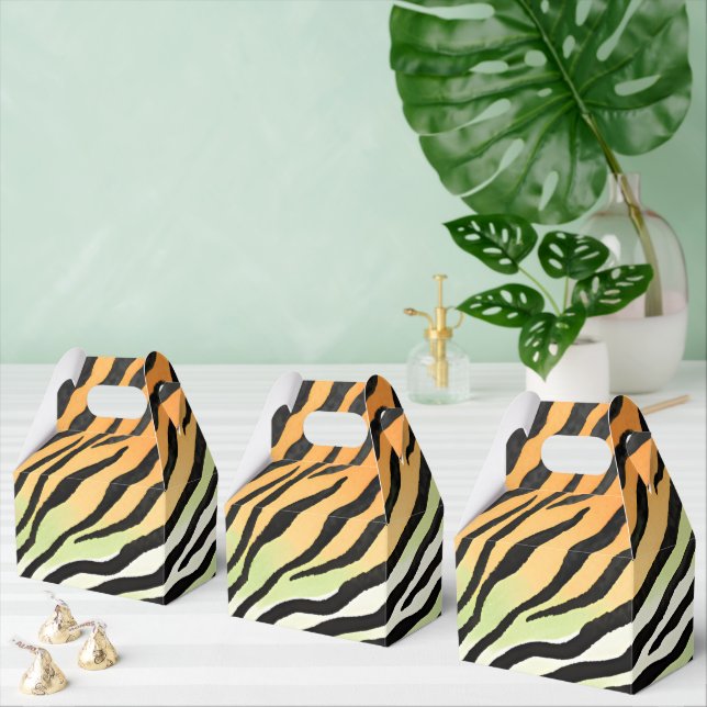 Modern Striped tiger skin Print big cats feline a Favor Boxes (Multiple)