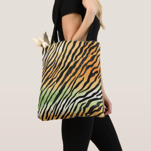 Modern Striped tiger skin Print big cats feline a Tote Bag