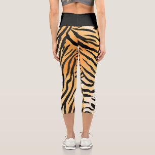Modern Striped tiger skins Print big cats feline a Capri Leggings