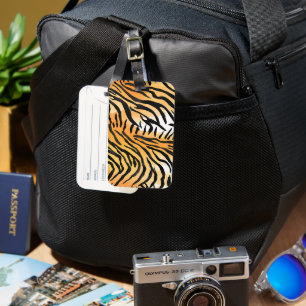 Modern Striped tiger skins Print big cats feline a Luggage Tag