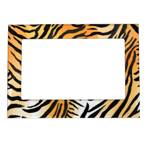 Modern Striped tiger skins Print big cats feline a Magnetic Frame