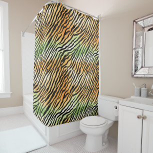 Modern Striped tiger skins Print big cats feline a Shower Curtain