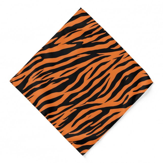 Modern Striped tiger skins Print feline wild black Bandana (Front)