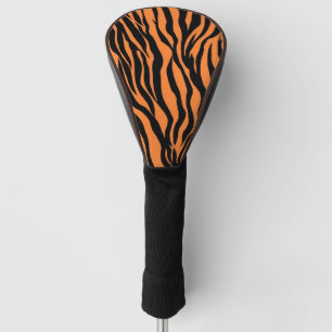 Modern Striped tiger skins Print feline wild black Golf Head Cover