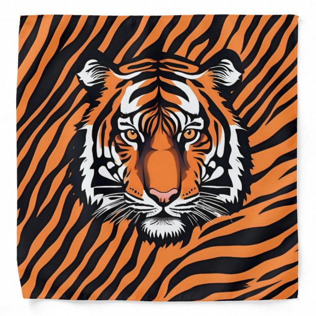 Modern Striped tiger skins Print feline wild cat Bandana (Front)