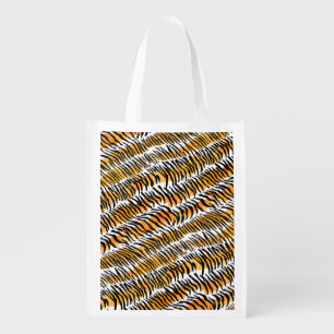 Modern Striped tiger skins Print wild animals wild Grocery Bag